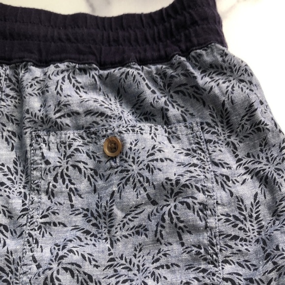 J Crew Palm Tree Shorts Navy Blue Pull On Cotton Linen Size 2 - Picture 4 of 8